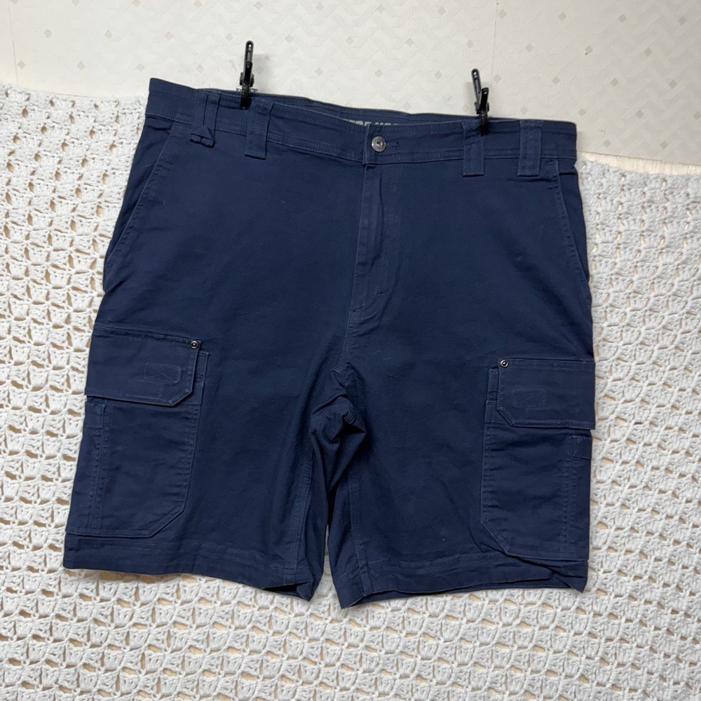 Duluth Cargo Shorts Mens 38 Navy Blue Utility Trading Co 10"Inseam Cotton Blend